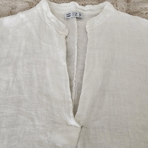 White 100% Linen Maxi Dress - Picture 4 of 16